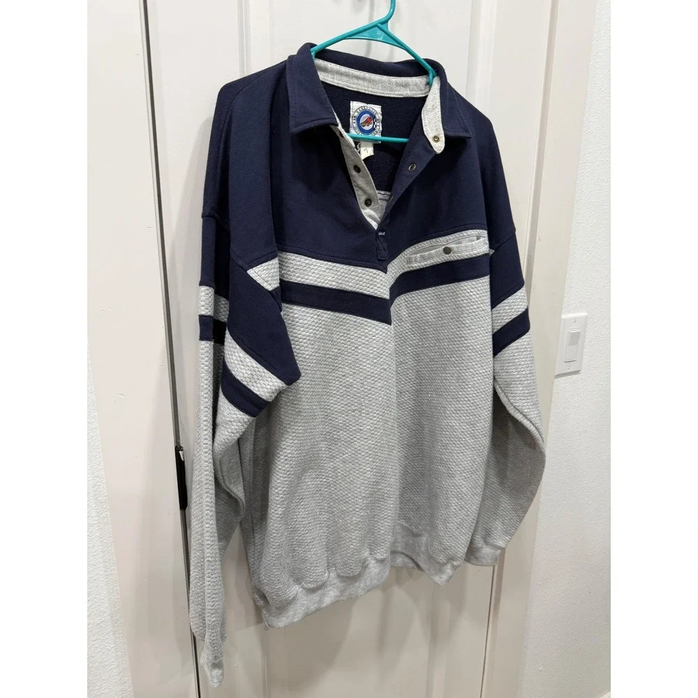 Vintage Greenline International Pullover Sweatshirt‎ Navy Grey XLT Tall Mens